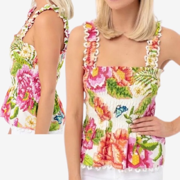 NWT FARM RIO Vintage Floral Smocked Cami | S - Picture 2 of 8